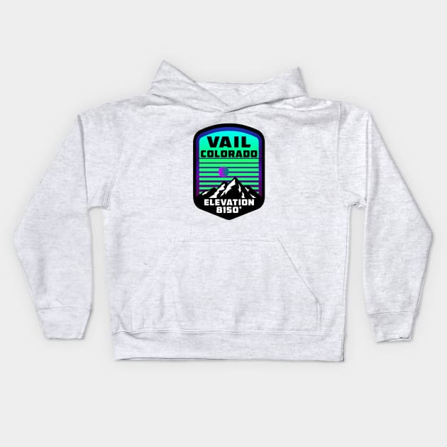 Ski Vail Colorado Skiing Kids Hoodie by DD2019